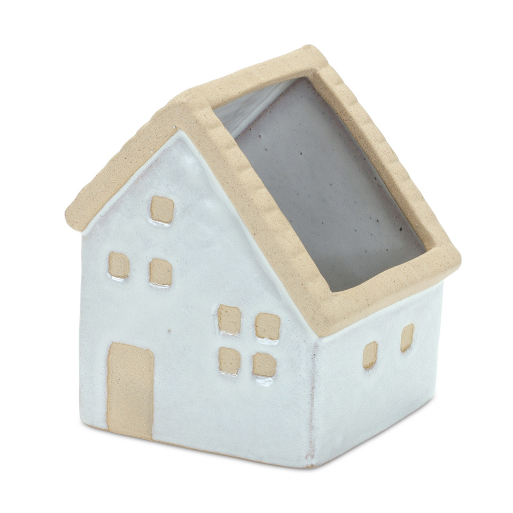Neutral Porcelain House Planter (Set of 3)