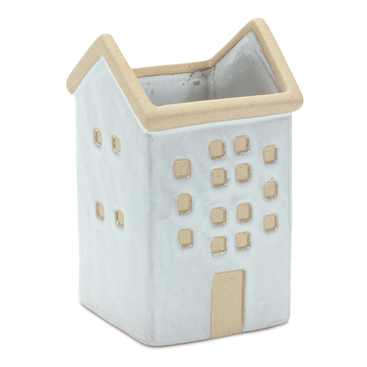 Neutral Porcelain House Planter (Set of 3)
