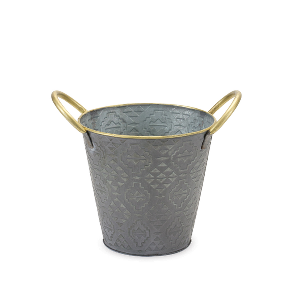Metal Aztec Pail Planter (Set of 3)