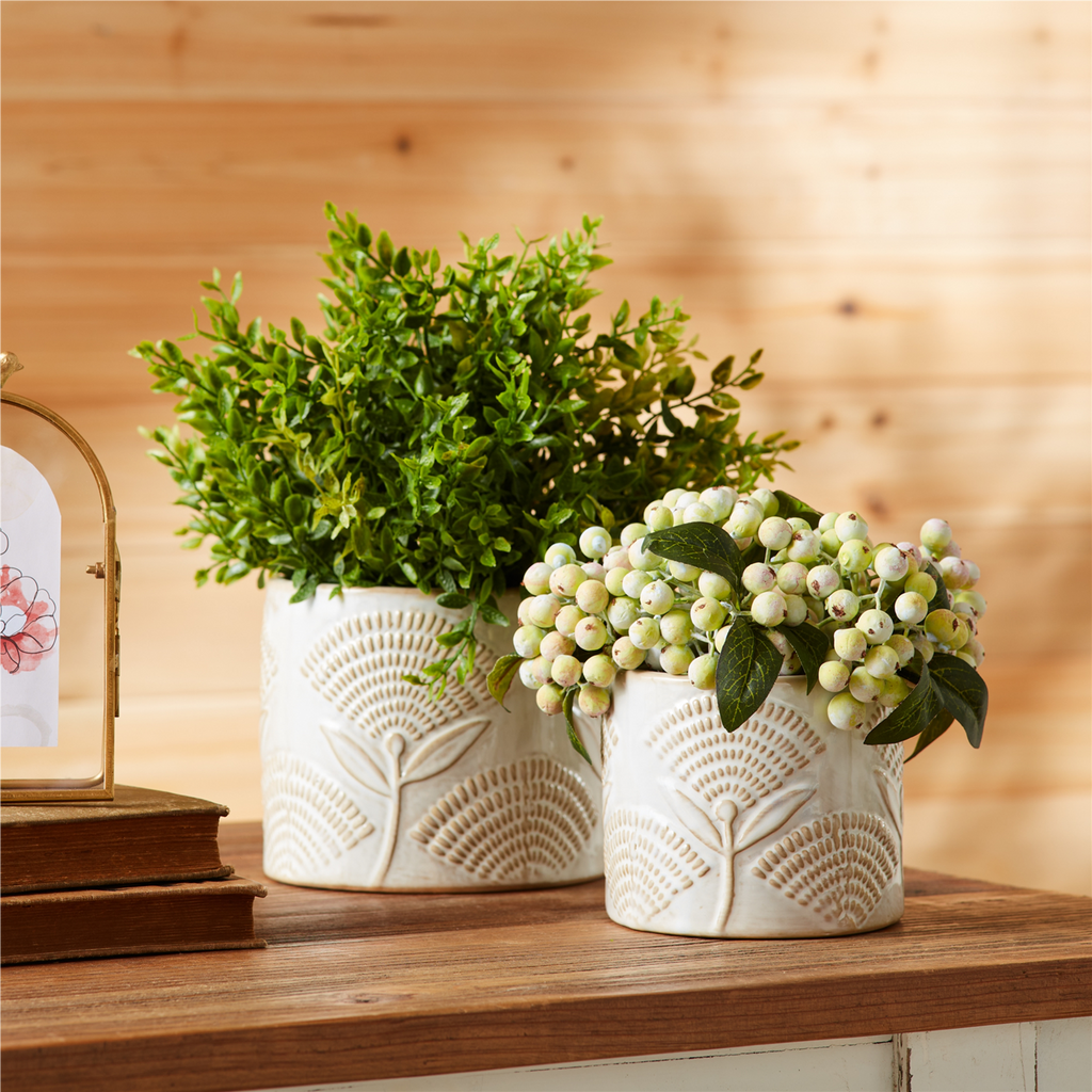 Porcelain Floral Patterned Planter (Set of 2)