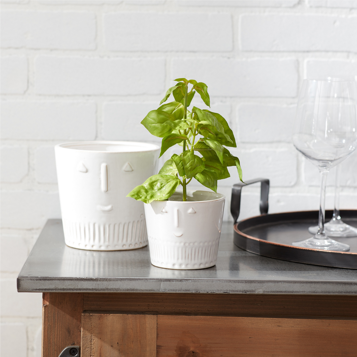 Porcelain Face Planter (Set of 2)