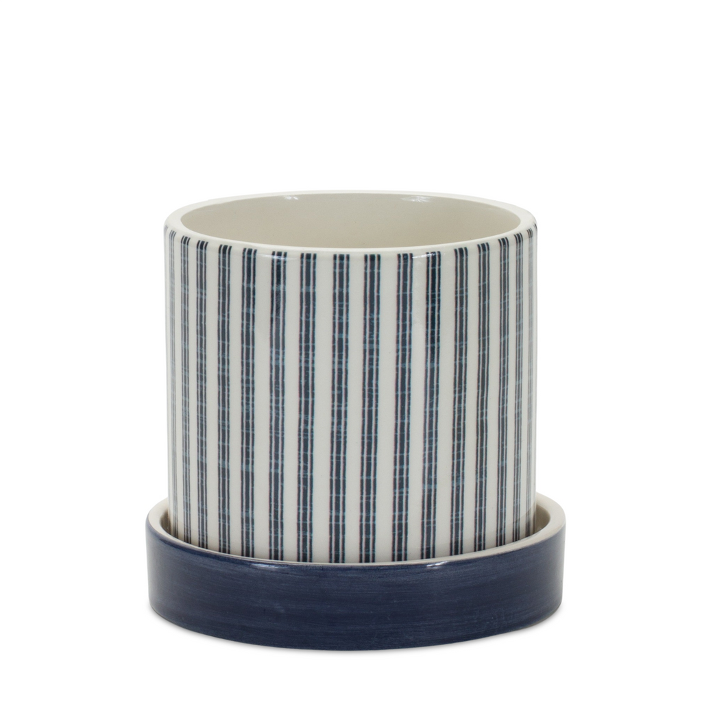 Geometric Pattern Planter with Plate (Set of 2)