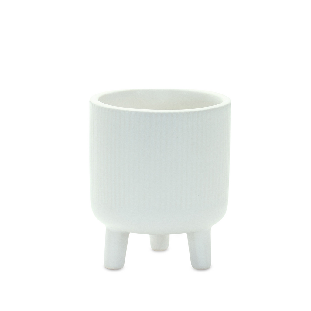 Ribbed Stone Footed Planter (Set of 2)