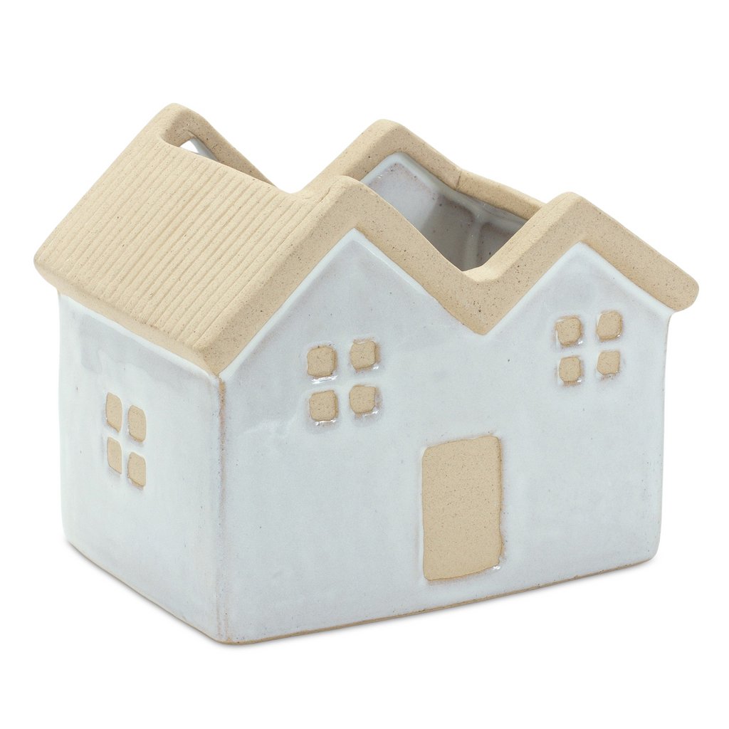 Neutral Porcelain House Planter (Set of 3)