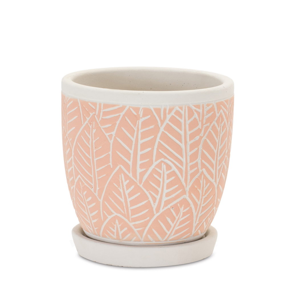 Stone Planter with Plate (Set of 2)