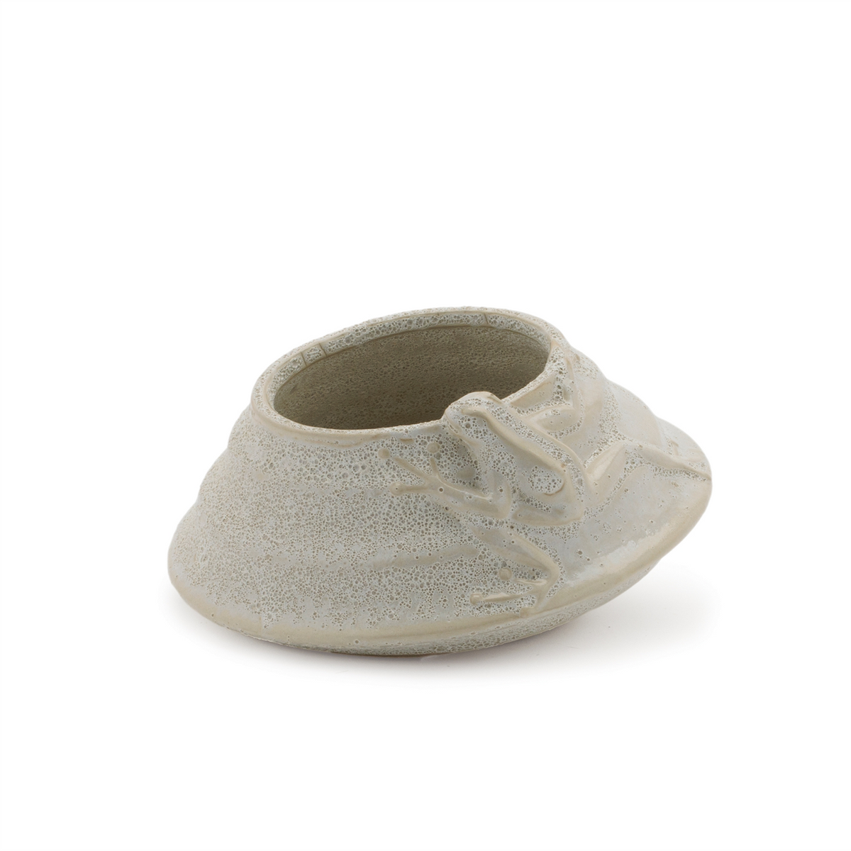 Round Porcelain Planter with Frog (Set of 2)