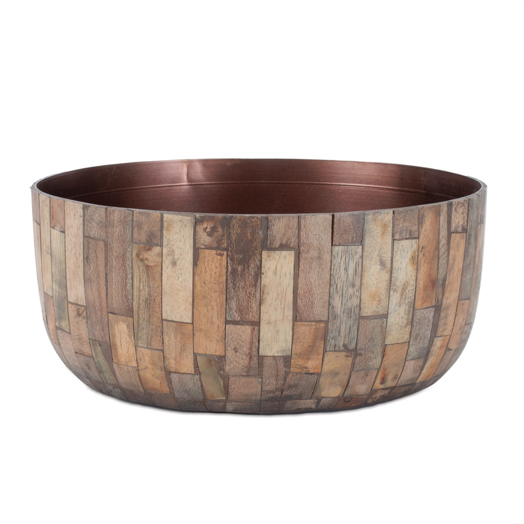 Round Wooden Bowl Planter (Set of 2)