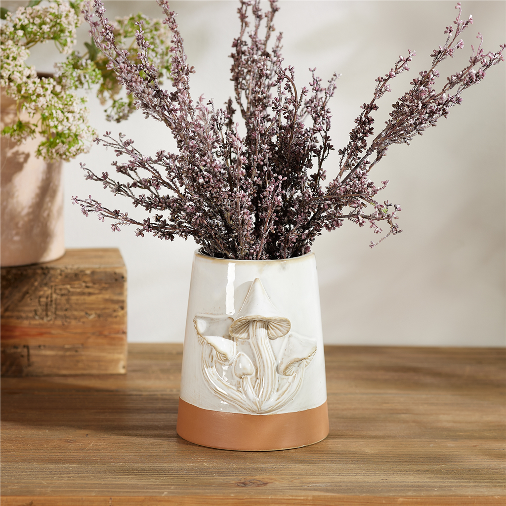 Tapered Porecelain Planter with Mushrooms (Set of 2)