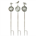 Ornamental Metal Garden Stake with Bird and Insect Accents (Set of 3)