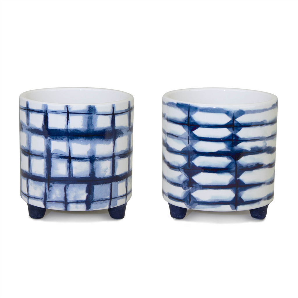 Tie-Dye Design Footed Planter (Set of 2)