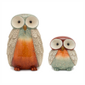 Terra Cotta Owl Figurine with Glazed Accents (Set of 2)