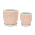 Stone Planter with Plate (Set of 2)