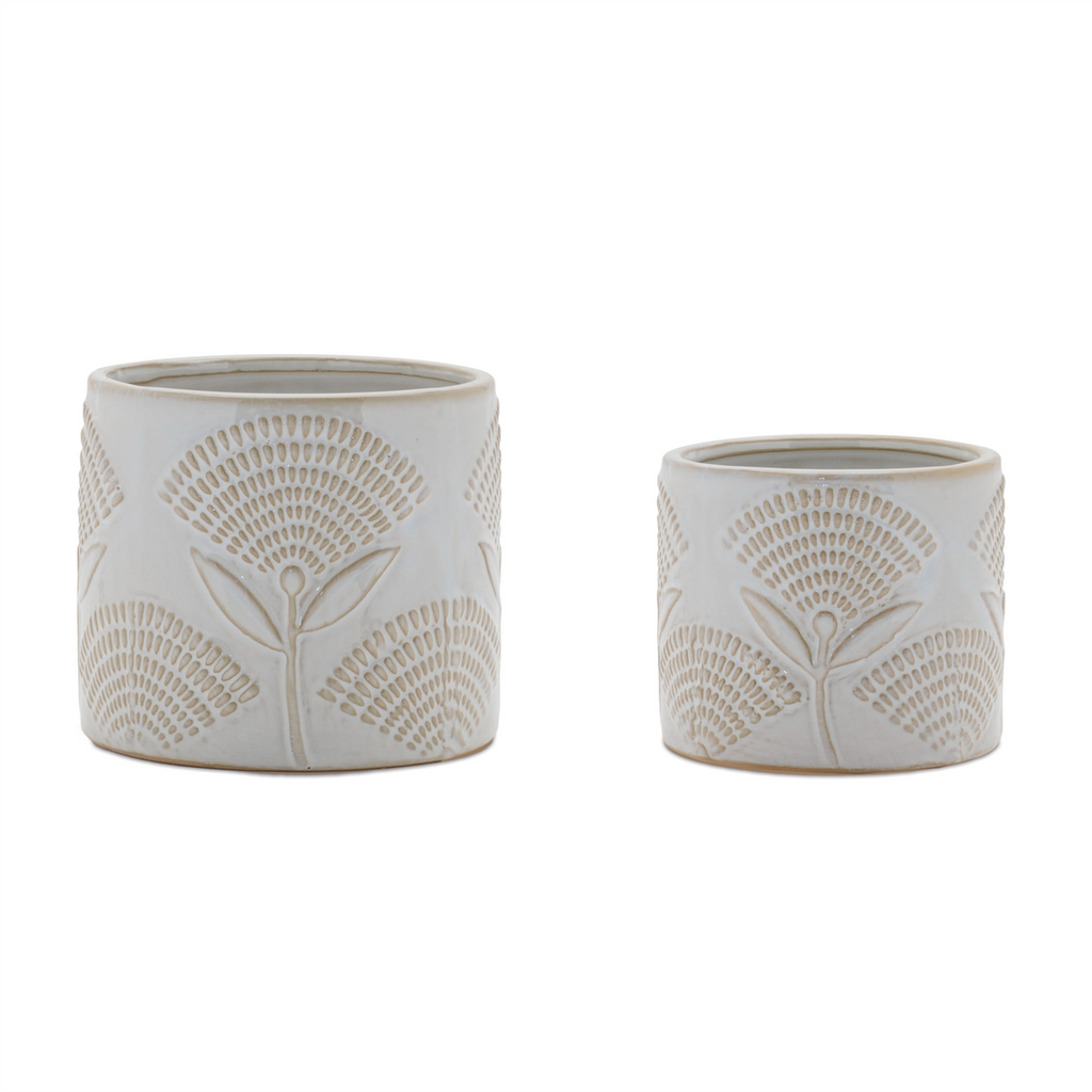 Porcelain Floral Patterned Planter (Set of 2)