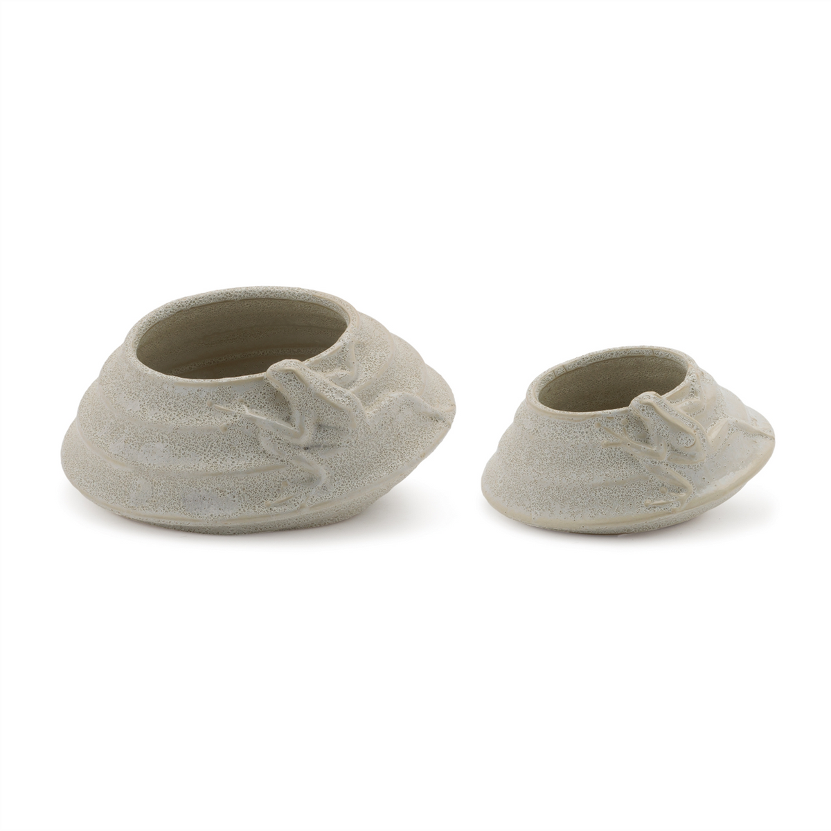 Round Porcelain Planter with Frog (Set of 2)