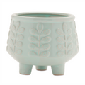 Footed Ceramic Leaf Pattern Planter (Set of 4)