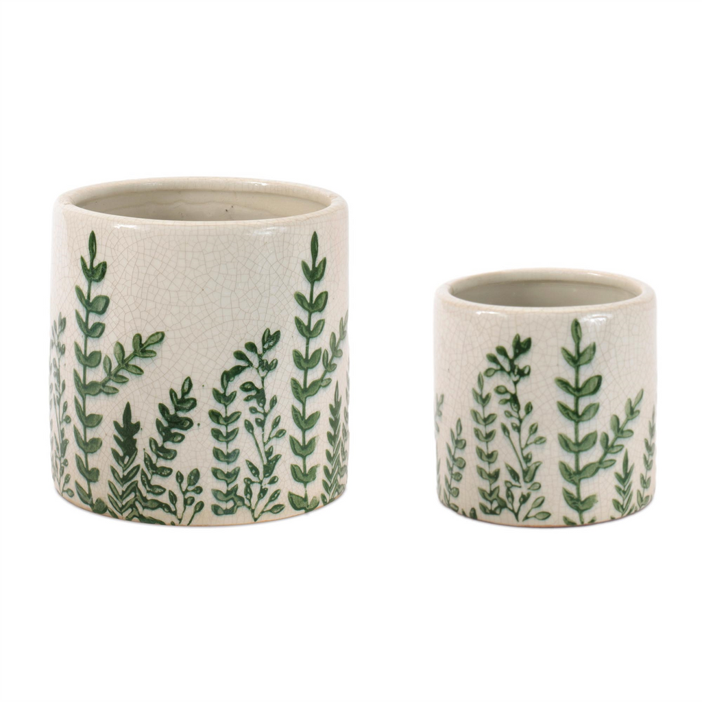 Container (Set of 2) 4.5"D x 4.5"H, 6.25"D x 6.25"H Stoneware