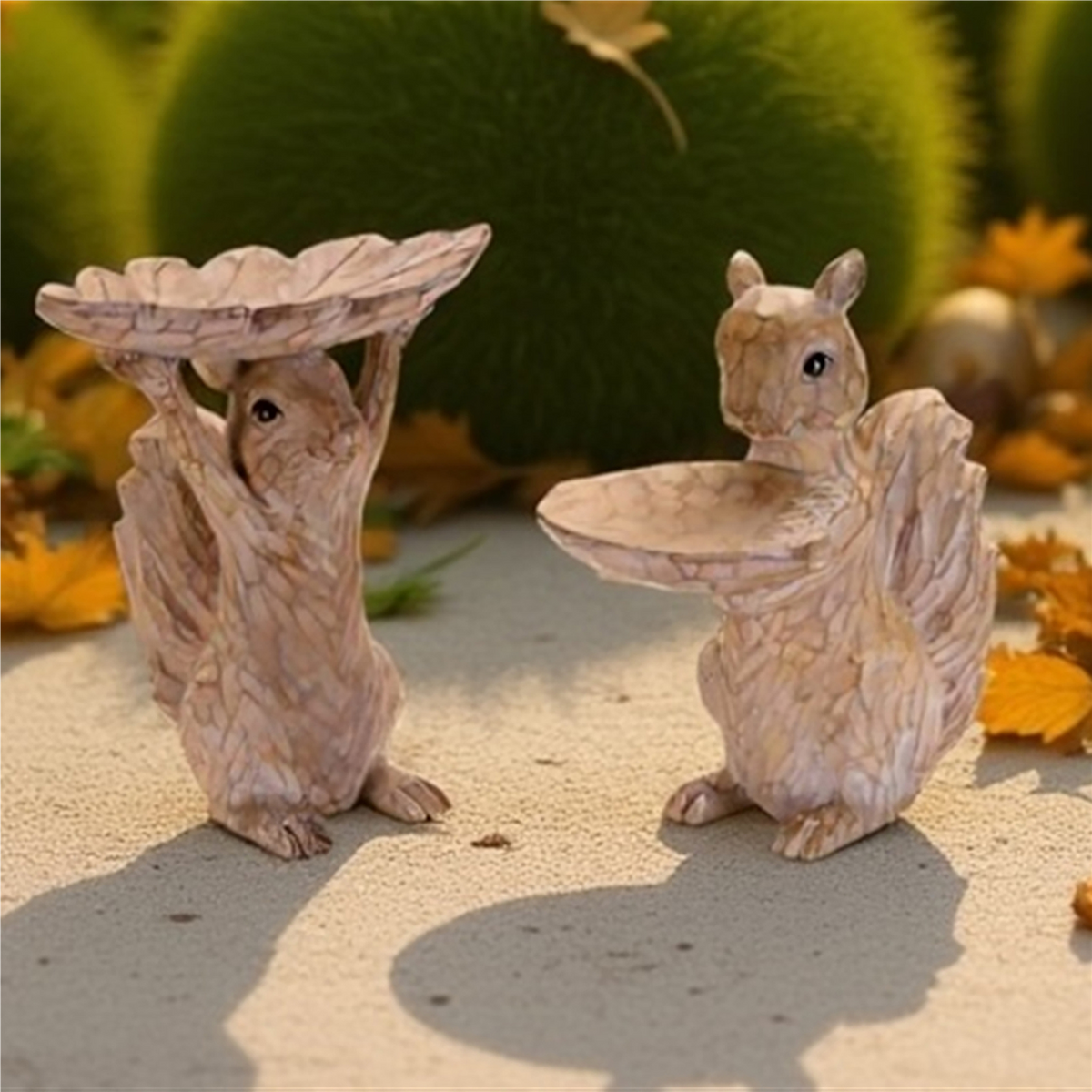 Squirrel Feeder (Set of 2) 9"H, 9.5"H Resin