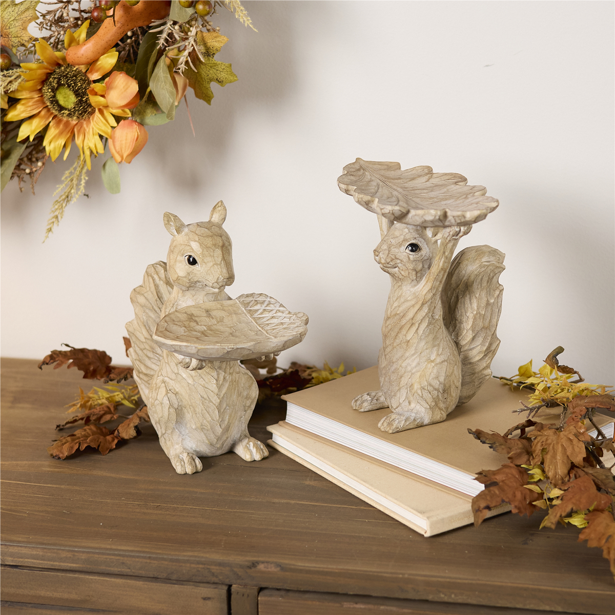 Squirrel Feeder (Set of 2) 9"H, 9.5"H Resin