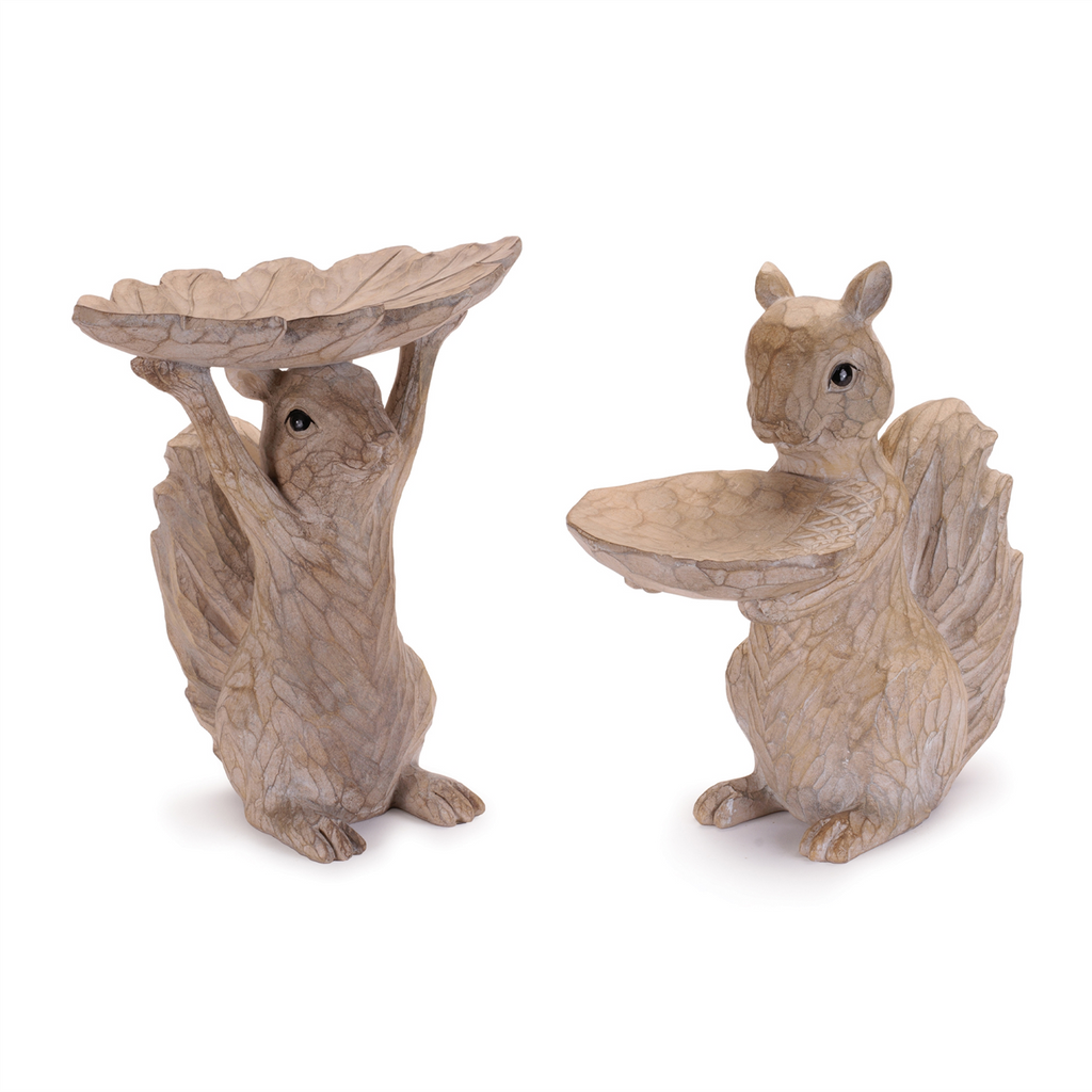 Squirrel Feeder (Set of 2) 9"H, 9.5"H Resin
