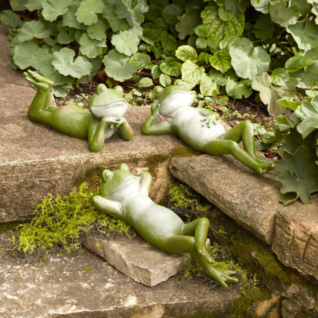 Lounging Garden Frog Figurine (Set of 3)