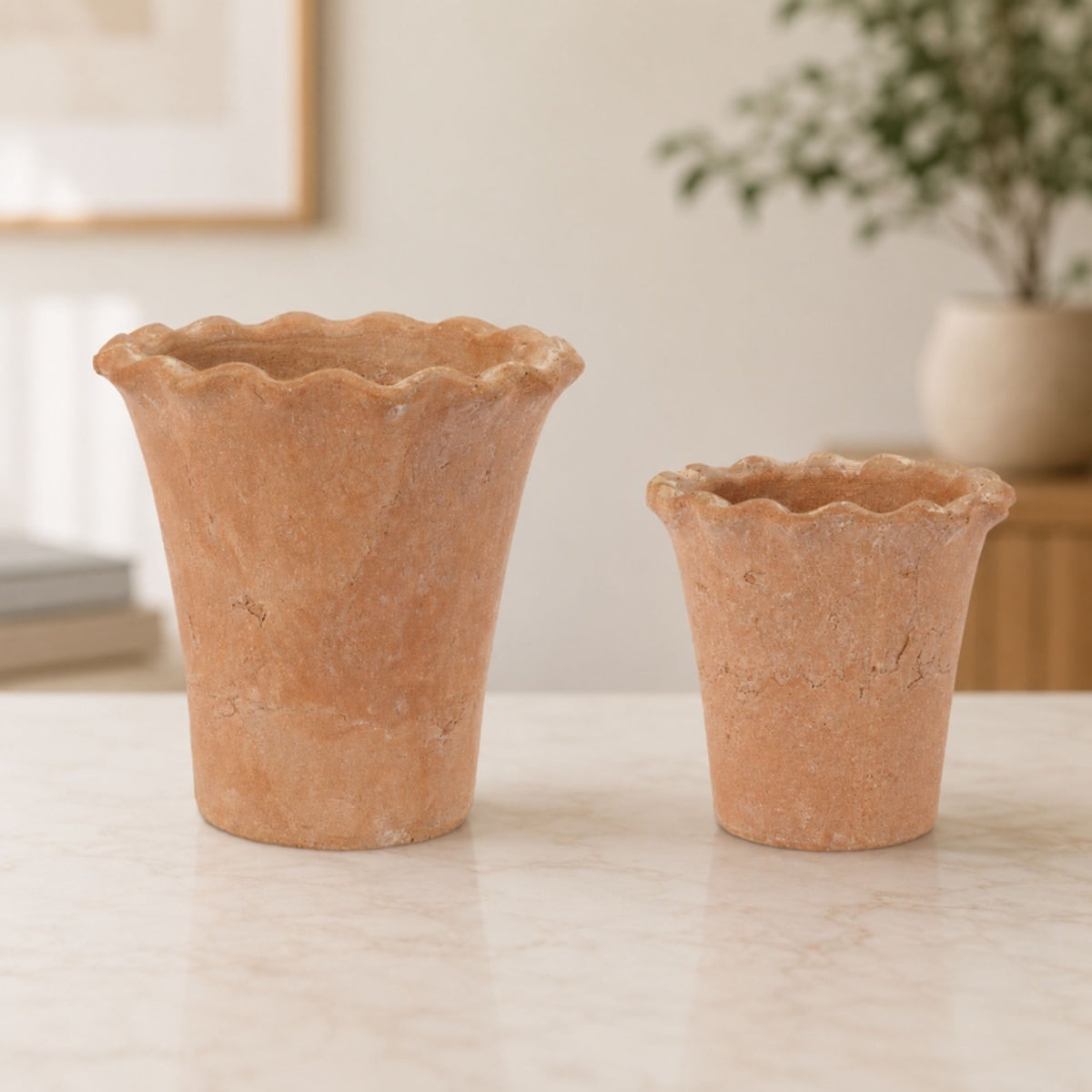 Container (Set of 2) 5"H, 6.75"H Terra Cotta
