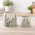 Container (Set of 2) 4.5"D x 4.5"H, 6.25"D x 6.25"H Stoneware